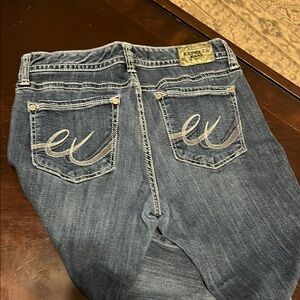 Express Blue Denim Jeans with Embroidered Pockets